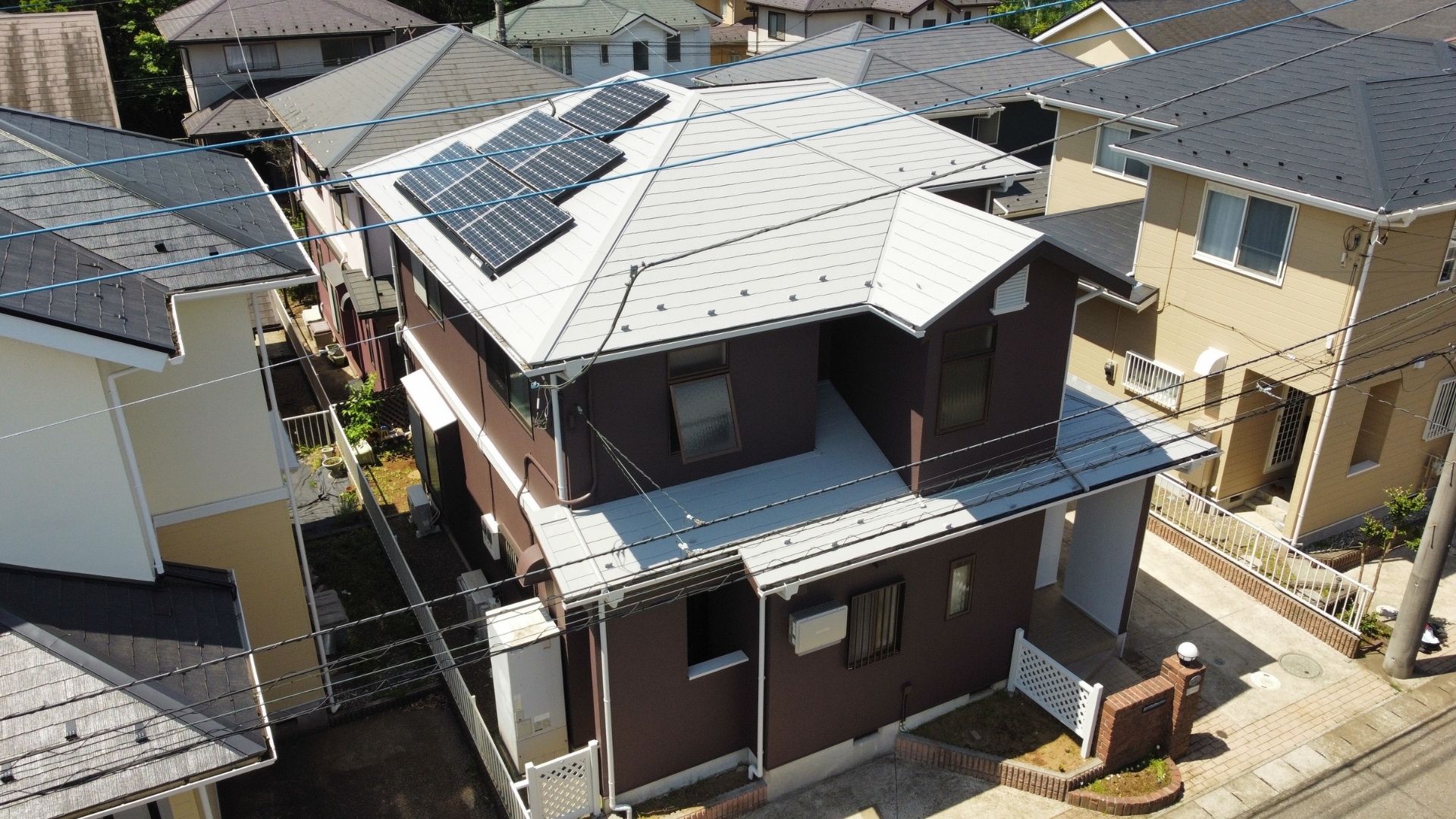 八街市榎戸学園台Y様邸　外観完成写真ドローン