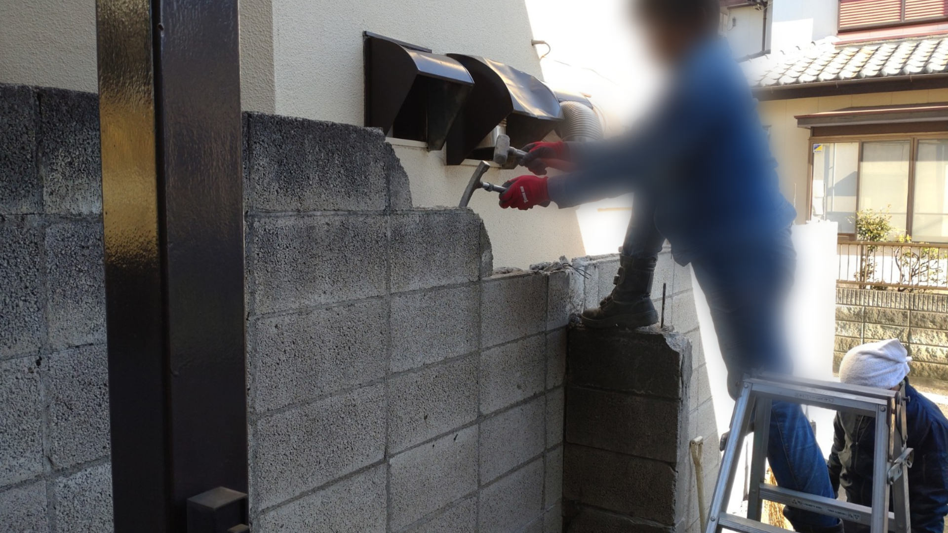 千葉市中央区仁戸名M様　ブロック解体施工中