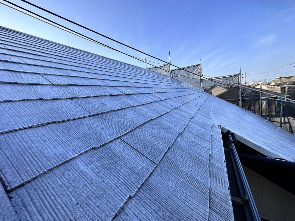 市原市五井　屋根下塗り　施工中　全体写真