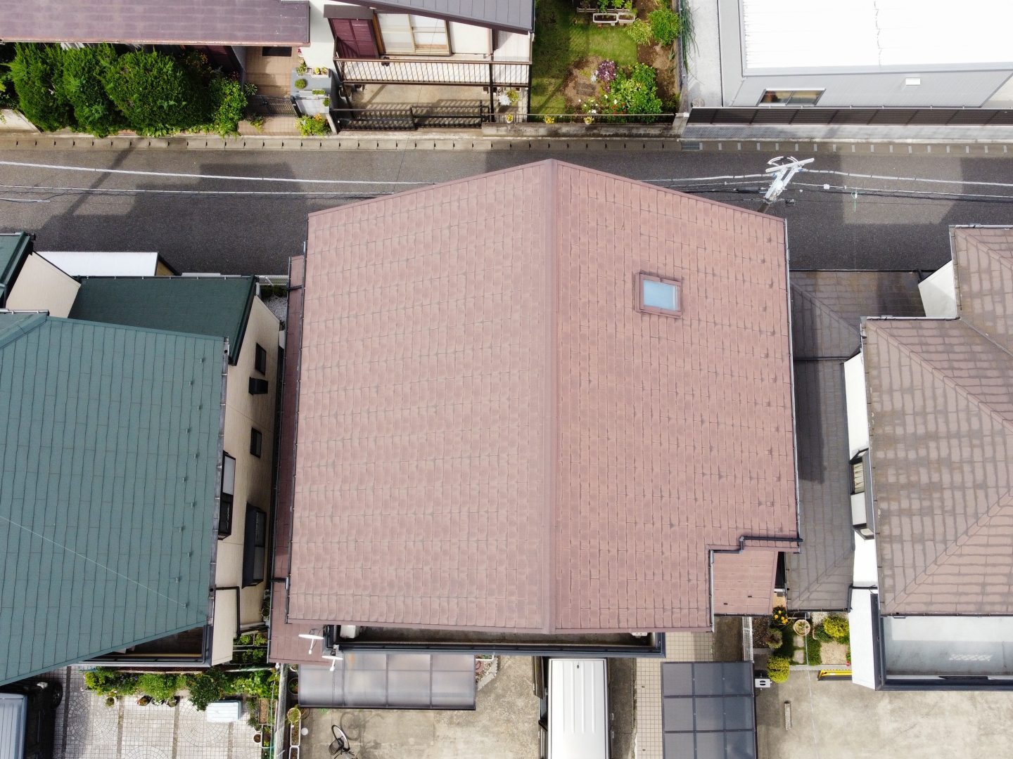 市原市五井　屋根塗装　施工前のドローン撮影