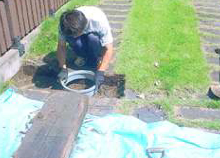 ビューター設置の様子 はつりの場合